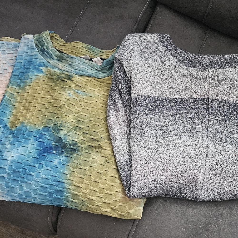 LOGO by Lori Goldstein Multicolor and Gray Sweaters